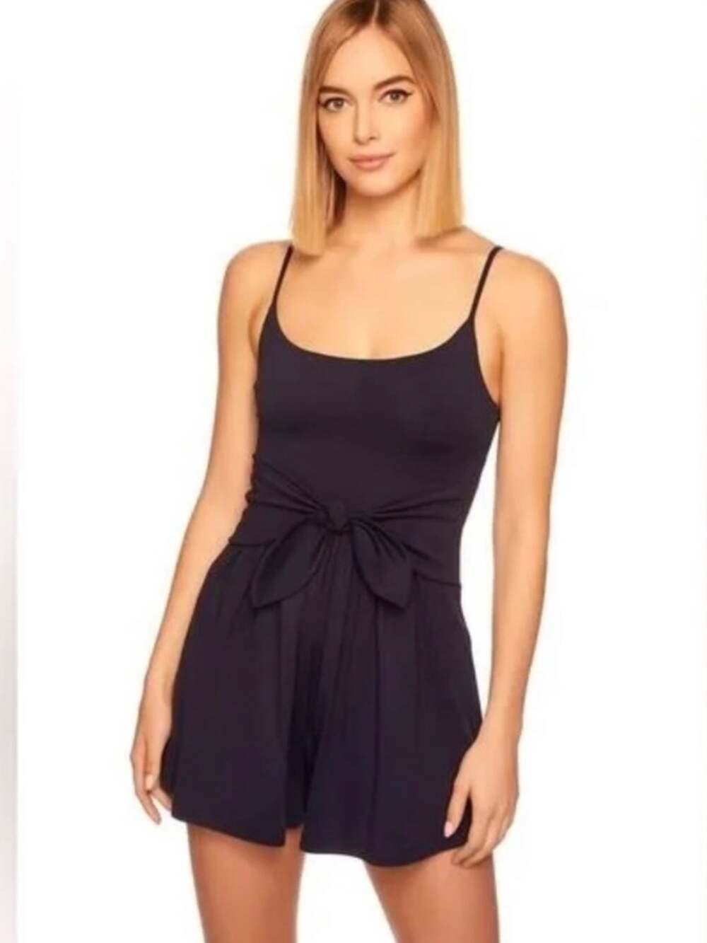 Susana Monaco Tie Front Stretch Romper Black S